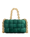 Bottega Veneta Suede Chain Cassette Crossbody Bag In Emerald Green