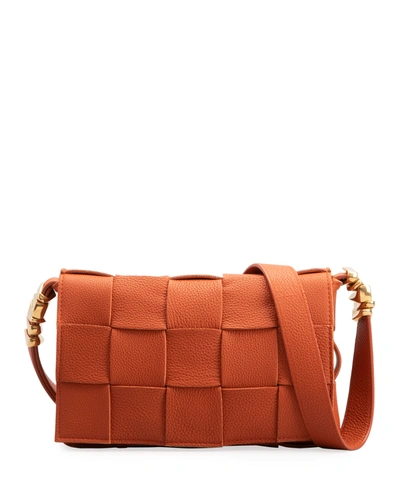 Bottega Veneta Cassette Woven Leather Crossbody Bag In Maple