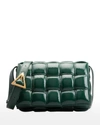 Bottega Veneta Cassette Padded Patent Leather Crossbody Bag In Raintree