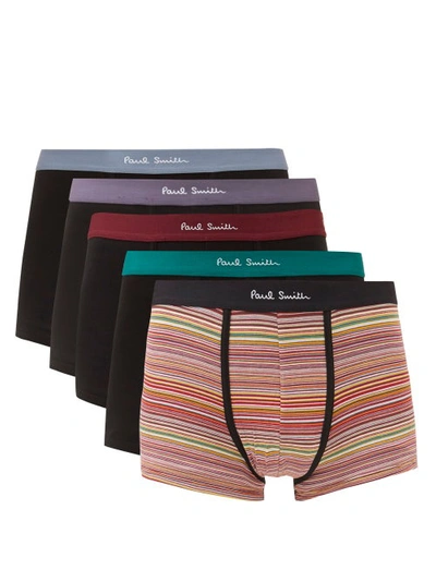 Paul Smith Pack Of Five Cotton-blend Boxer Briefs In Multicoloured
