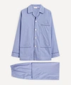 Derek Rose Core Piped Classic Fit Cotton Check Pyjama Set In Felsted Blue