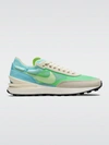 Nike Waffle One Branded Mesh And Suede Trainers In Bleached Aqua,lime Glow-coconut Milk