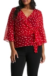 Estelle Forest Polka Dot Chiffon Blouse In Red/ Milk