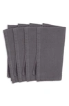 Kaf Home Set Of 4 Washed Rustic Cotton Napkins In Gray