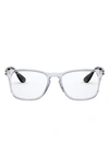 Ray Ban 50mm Small Square Optical Glasses In Shiny Crystal