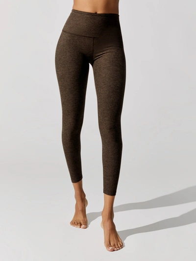 Beyond Yoga Caught In The Midi High-waist Space-dye Leggings In Chocolate Chip Espresso