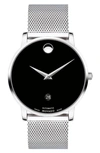 Movado Museum Classic Automatic Stainless Steel Mesh Bracelet Watch, 40mm In Black