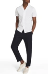 Reiss Caspa Mercerized Cotton Cuban Collar Regular Fit Short Sleeve Button Down Shirt In White