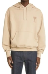 Ami Alexandre Mattiussi Ami De Coeur Embroidered Organic Cotton Hoodie In Neutrals