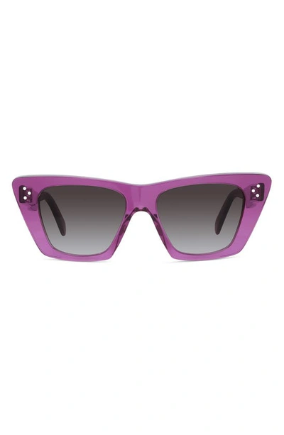 Celine 51mm Cat Eye Sunglasses In Shiny Violet/ Or Mirror Violet
