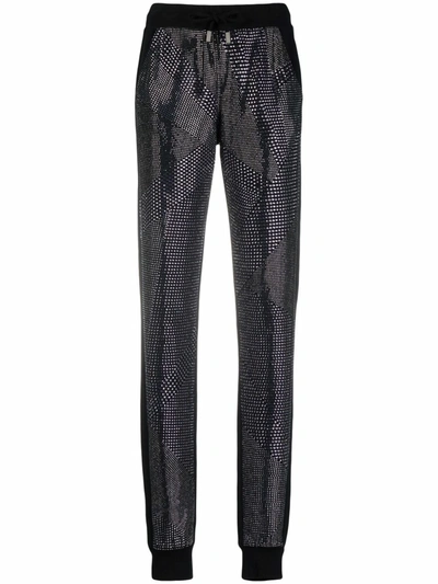 Philipp Plein Crystal Slim-cut Track Trousers In Black