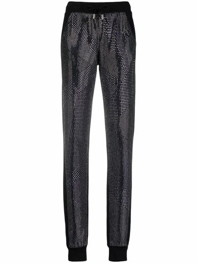 Philipp Plein Crystal Slim-cut Track Pants In Black