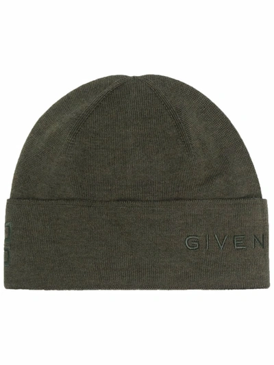 Givenchy Logo刺绣套头帽 In Grey