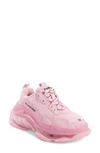 Balenciaga Triple S Faux-fur Lined Faux-leather Trainers In Pink