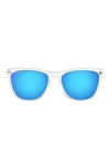 Oakley 55mm Polarized Rectangular Sunglasses In Clear/ Blue