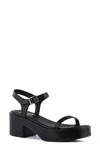 Seychelles Rest Assured Ankle Strap Sandal In Black Leather