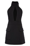 SAINT LAURENT CUTOUT HALTER WOOL JERSEY MINIDRESS,658306Y288V