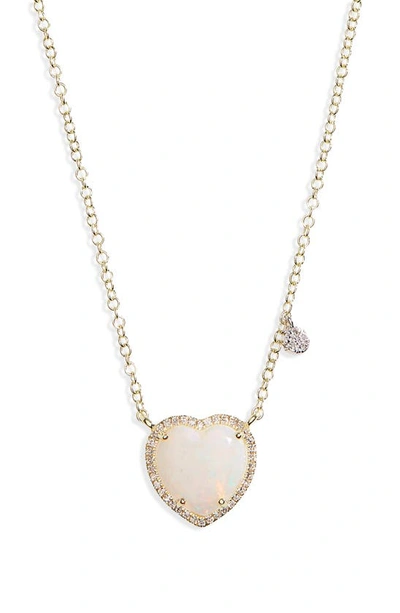 Meira T Opal Heart Pendant Necklace In Yellow Gold