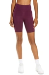 Girlfriend Collective High Rise Pocket Bike Shorts In Plum