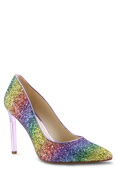 Nine West Women's Tatiana Pointy Toe Pumps Women's Shoes In Rainbow Glitter