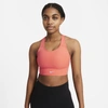 Nike Dri-fit Swoosh Women's Medium-support 1-piece Padded Longline Sports Bra In Magic Ember,sequoia,aluminum