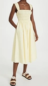 Staud Ida Smocked Poplin Midi Dress In Ginger