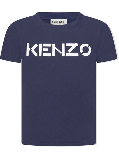 Kenzo Kids' Logo-print Cotton T-shirt In Blue