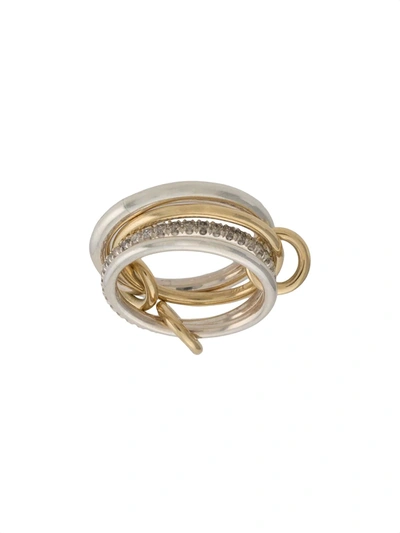 Spinelli Kilcollin 18kt Yellow Gold And Sterling Silver Nimbus Sg 4-linked Diamond Ring In Multicolour