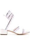 René Caovilla Cleo Beaded Sandals In Pink