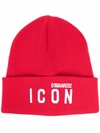 DSQUARED2 ICON LOGO-EMBROIDERED KNITTED BEANIE