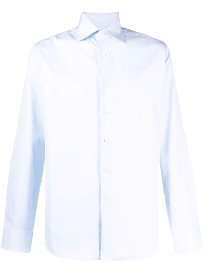 Canali Button-up Cotton Shirt In Blue