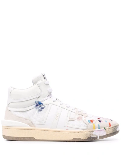 Lanvin X Gallery Department Hand Paint High Top Leather Sneakers In White