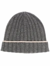 Brunello Cucinelli Cashmere Two-tone Beanie In Grau
