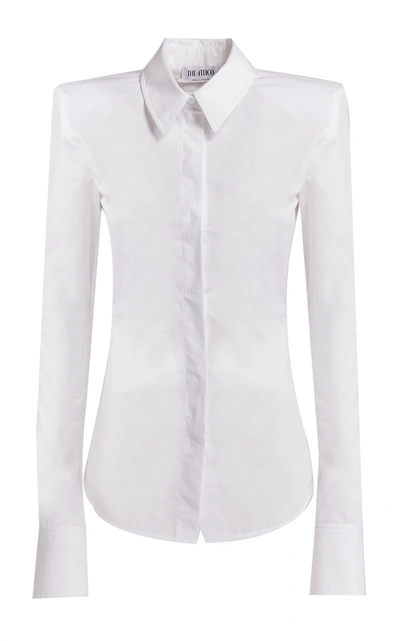 Attico Women's Elton Bold-shoulder Cotton Poplin Shirt In White