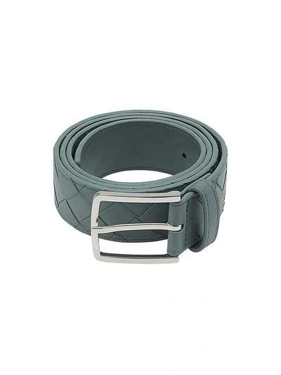 Bottega Veneta Intrecciato Leather Belt In Parakeet Silver