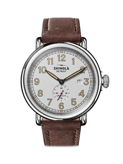 SHINOLA MEN'S THE RUNWELL LEATHER-STRAP AUTOMATIC WATCH,400013452781