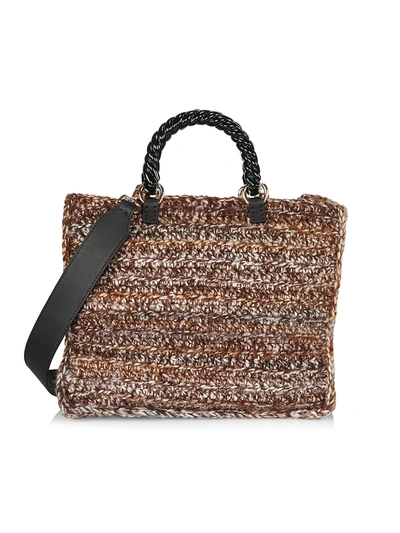 Mehry Mu Lucia Knit Wool Tote In Brown Cream