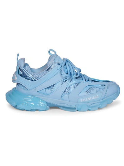 Balenciaga Track Logo-detailed Mesh And Rubber Sneakers In Light Blue