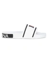 Dolce & Gabbana Logo Rubber Slides In Bianco