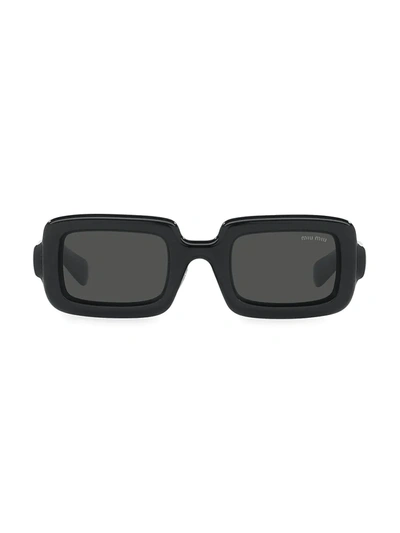 Miu Miu 47mm Rectangle Crystal-embellished Sunglasses In Opal Grey