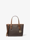 Michael Kors Jet Set Travel Extra-small Logo Top-zip Tote Bag In Brown