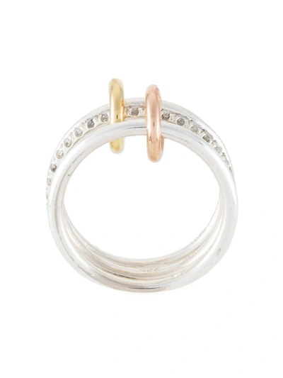 Spinelli Kilcollin Sterling Silver Tigris Mx Diamond 3-linked Ring