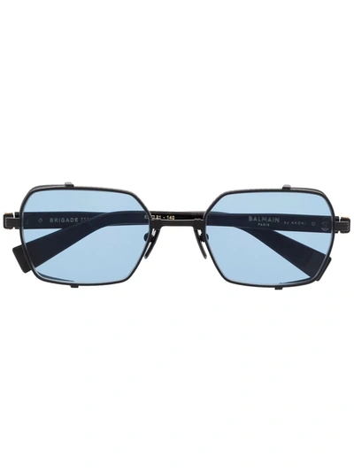 Balmain Brigade Iii Square-frame Sunglasses In Schwarz