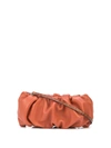 Staud Womens Rust Bean Ruched-leather Clutch Bag In Brown