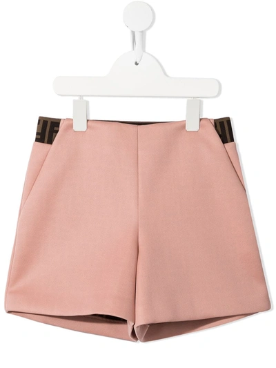 Fendi Ff-logo Waistband Shorts In Pink