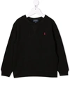 Polo Ralph Lauren Embroidered Logo Cotton Sweatshirt In 黑色