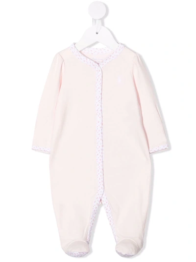 Ralph Lauren Babies' Contrast-trim Pyjamas In 粉色