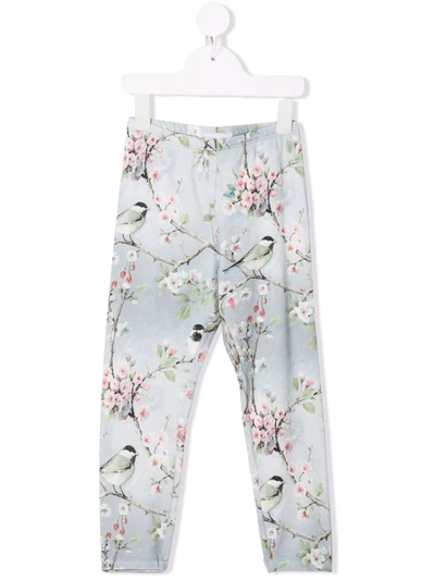Monnalisa Floral-print Track Pants In 蓝色