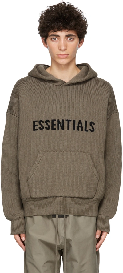 Essentials Taupe Pullover Logo Hoodie In Umber ModeSens