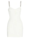 david koma white chain link strap crepe mini dress David Koma White Mini Dress with Crystals Detail Size UK 8  Sellier